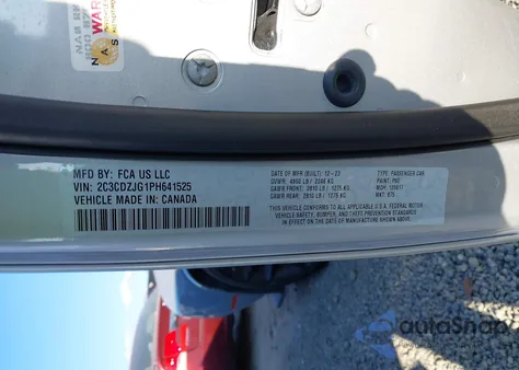 2023 Dodge Challenger Gt z USA, uszkodzony, nr VIN 2C3CDZJG1PH641525